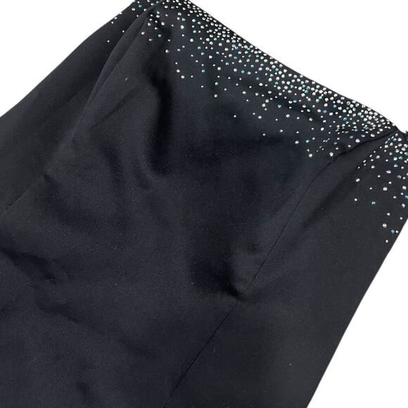 Morgan & Co Black Strapless Jeweled Maxi Gown with Train 9/10 - Picture 3 of 7